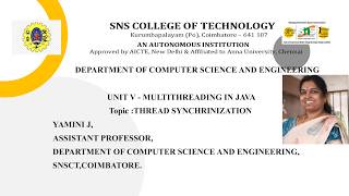 Thread Synchronization | OOPS Using JAVA | SNS Institutions