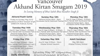 Vancouver May 2019 Annual Akhand Keertan Smagam (Friday Evening)