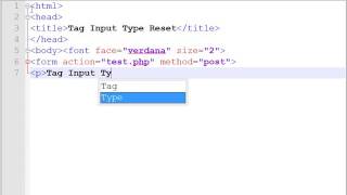 HTML Tag Input Type Reset