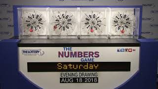 Evening Numbers Game Drawing: Saturday, August 18, 2018