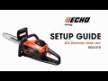 ECHO Garden+ cordless 40V chain saw DCS-310 quick setup guide.