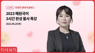 💘국영한 LIVE 특강[다시 보기]💘 ㅣ 2023 혜원국어 3시간 완성 품사 특강