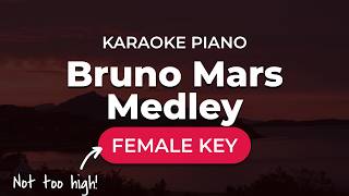 Bruno Mars Medley (Female Key - HD Piano Karaoke with Lyrics) | Easy to sing!