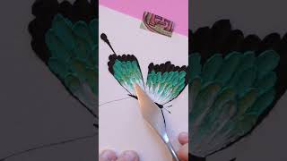 Oil pastel drawing - Emerald Flower Butterfly #oilpastel #drawing #art #creativeart