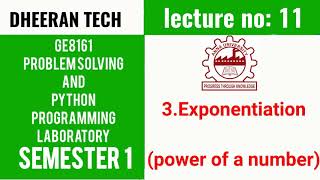 GE8161|PSPP LAB|Manojkumar Lectures|PYTHON LAB| exponentiation (power of a number)