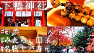 【下鴨神社】糺の森紅葉とみたらし団子～絶品サバのランチ～京都観光オススメグルメ