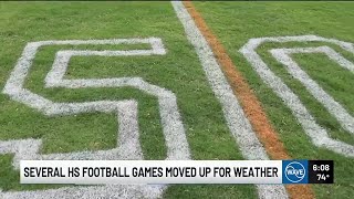 Several high school football games pushed up due to storm threat