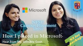 Interview with selected student in Microsoft campus placement drive at NFSU