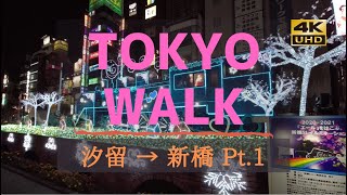 【4K】夜の汐留→新橋散歩  FIMI PALMで撮影 Pt.1 [ Tokyo Walking ]