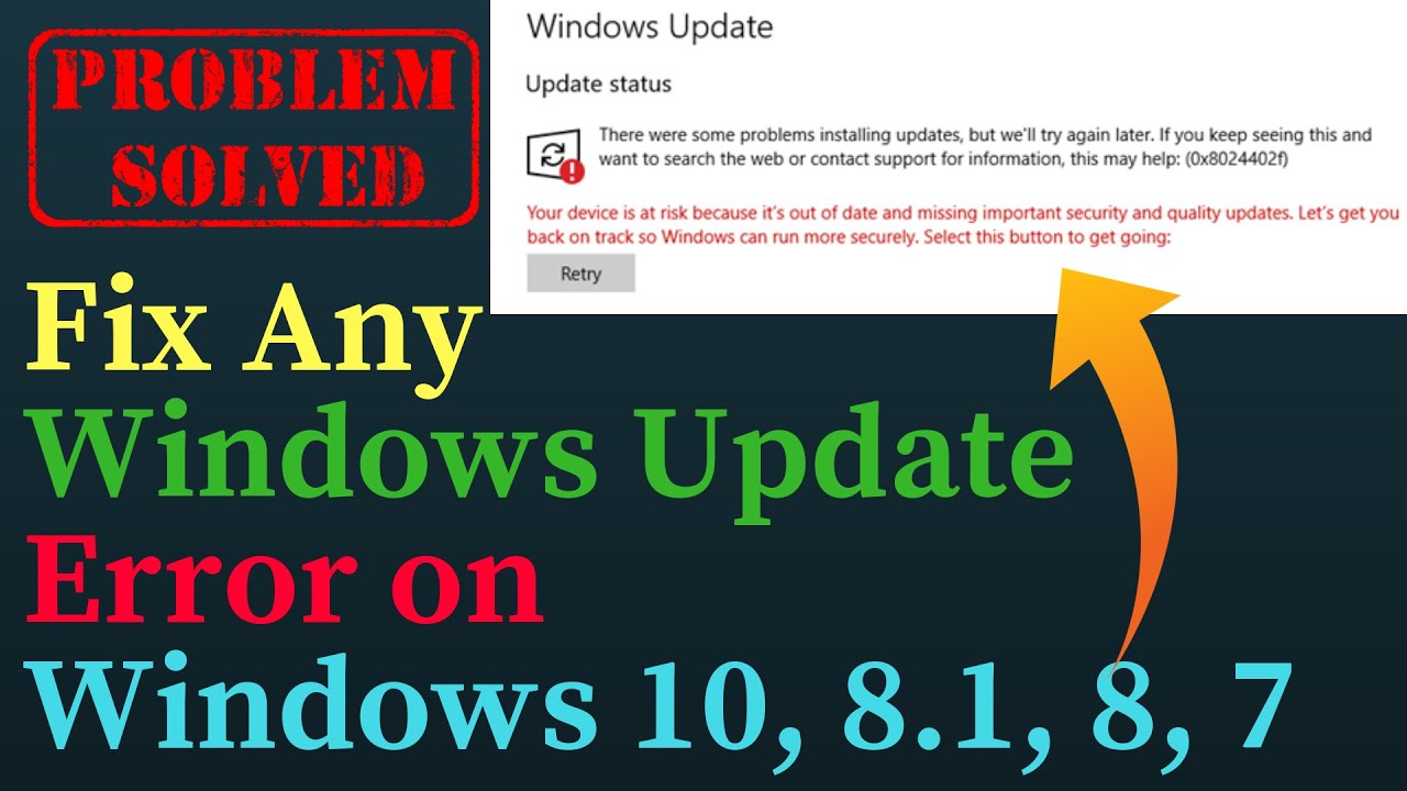 Fix Any Windows Update Error On Windows 10, 8.1, 8, 7 - YouTube