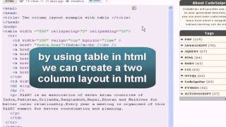 Html Tutorial: Two column layout