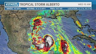 Rainfall moves inland as tropical storm Alberto forms in the Gulf of Mexico