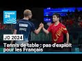 JO 2024 : pas d'exploit pour les Français Lebrun et Gauzy en tennis de table • FRANCE 24