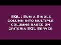 SQL : Sum a Single column into multiple columns based on criteria SQL Server