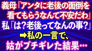 【スカッとする話】義母「アンタみたいな人に私の老後の面倒を看てもらうなんて不安だわ」私「は？老後ってなんの事ですか？」→私の一言で姑がブチギレた結果