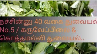 நச்சின்னு 40 வகை துவையல்  No.5. /கருவேப்பிலை \u0026 கொத்தமல்லி துவையல்