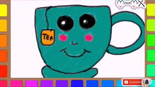 Draw and Color a Cup of Tea Kawaii