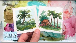 Watercolor Tutorial for Beginners- Mini Monday Tropical Vignettes