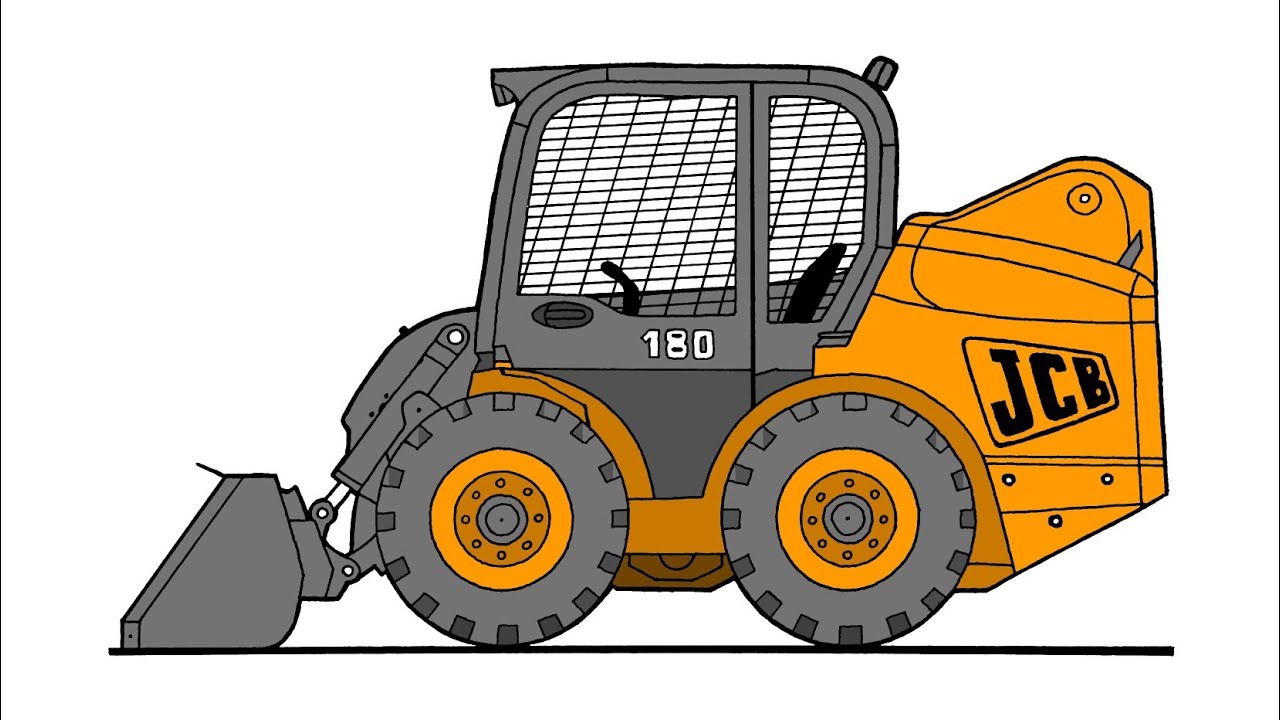 How To Draw A JCB Skid Steer Loader - YouTube