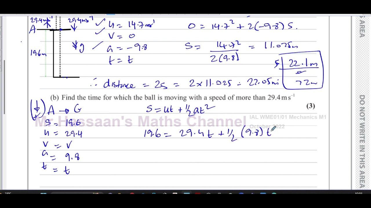 WME01/01, IAL, (Edexcel), M1, October 2022, Q5, Constant Acceleration, Vertical Motion, Speed ...