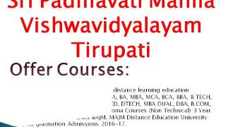 Sri Padmavati Mahila Vishwavidyalayam Distance Education Tirupati