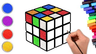 ✏️How to Draw a Rubik's Cube in Simple Steps🎨🧩 | बच्चों के लिए Cube Drawing | Chiki Art Hindi