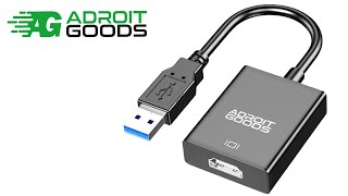 AdroitGoods USB 3.0 to HDMI - USB Display Adapter Cable - HDMI Converter - USB-A To HDMI - Black