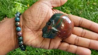 Bloodstone (Heliotrope) Crystal skull Small 2 inch