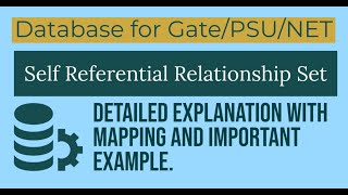55. Self Referential Relationship Set | Explanation with Example | Database for GATE/NET/NIELIT/PSU