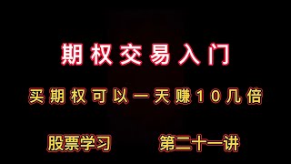 股票学习第二十一讲/期权交易入门/买期权可以让你一天赚十几倍