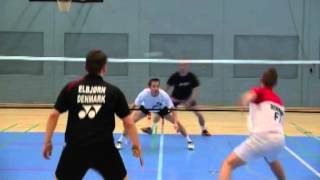 Peter Gade training in men's doubles with Carsten Mogensen