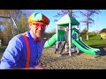 blippi visita un patio de juegos cubierto aprende con blippi aprender colores