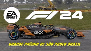 f1 24 Sao Paulo Brazil Wet race in a McLaren (VR) with realistic sponsor signs