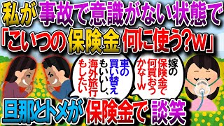 【修羅場】私が事故に遭って意識を失ってる時に、母と妹の目の前で保険金の使い途について談笑してたエネ夫と姑にブチ切れた！【2chゆっくり解説】