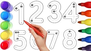 Learning Numbers: Let's Trace \u0026 Write 1234 | Educational Video for Preschool Toddlers and Kids 1to10