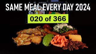 Straight up eating the same meal 366 days in a row | Day 20 | Health ritual 2024 | Eating sounds