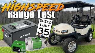 High Speed Golf Cart Lithium Battery Range Test 35mph | Vatrer 48v 105ah | Zach Bryan Hey Driver