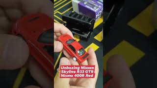 She Love Cars unboxing pop race nissan gt-r r33 nismo 400R super clear red color #diecast #poprace