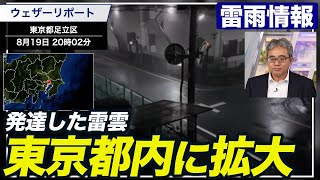 【関東雷雨】発達した雷雲が東京都内に拡大 激しい雨による道路冠水や落雷に警戒