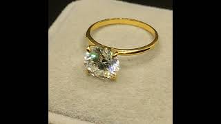 3.5 carat 9.5mm. VVSI,  D Grade. Gra Certified Moissanite. 10kt Solid Gold Ring.