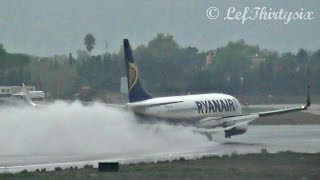 [HD] Boeing B-737 Ryanair landing with rain at Brindisi Airport