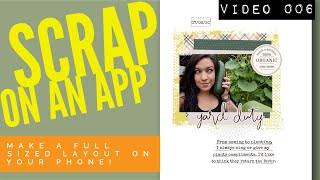 Scrap on an App #6: Smart Phone Digital Scrapbooking | Full Sized Layout on PicsArt for FREE How To