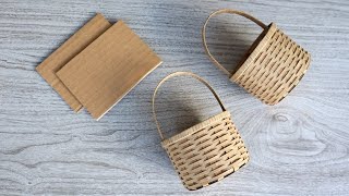 REALISTIC MINI BASKET FROM CARDBOARD | DIY Handmade Cardboard Craft | Best Display Ideas