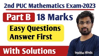 Part B | Easy and Fixed 2 Mark Questions | 2nd PUC Mathematics Exam 2023