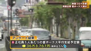 民間企業　夏のボーナス８年ぶり減少　新型コロナの影響色濃く