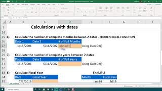 Dates in Excel Part 4 - Common Date Calculations