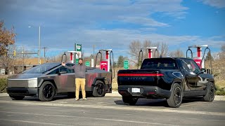 Rivian R1T vs Cybertruck Highway Range Test! Don't Trust The EPA Rated Difference, Surprising Result