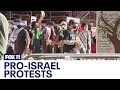 Pro-Israel protesters blast music outside pro-Palestine demonstrations at UCLA