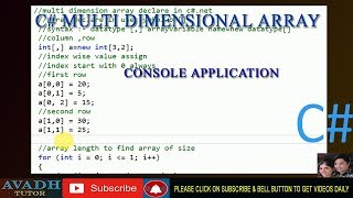 multidimensional array c# | c# array application | c# tutorial | Console Application using c#