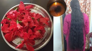 Mandara thailam hair oil in telugu||Hibiscus oil preparation in telugu||hibiscus oil making at home🌺